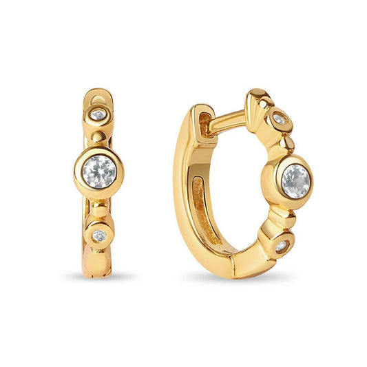Beaded Pavé Huggie Hoops - Ptera Jewelry