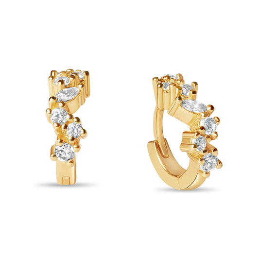 Shimmer Cluster Huggie Hoops - Ptera Jewelry