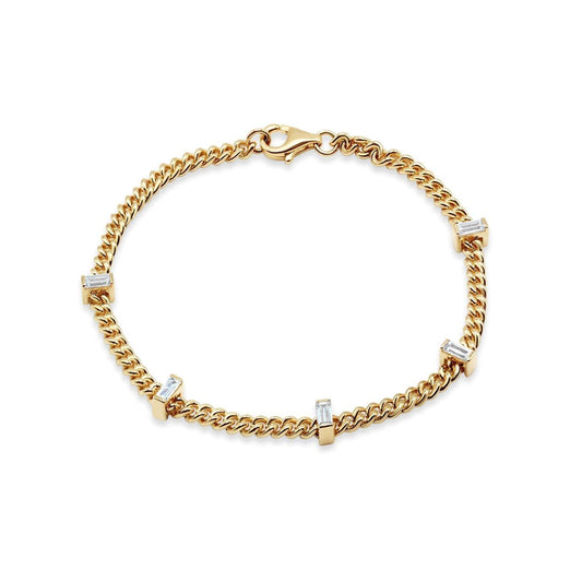 Baguette Stone Chain Bracelet - Ptera Jewelry