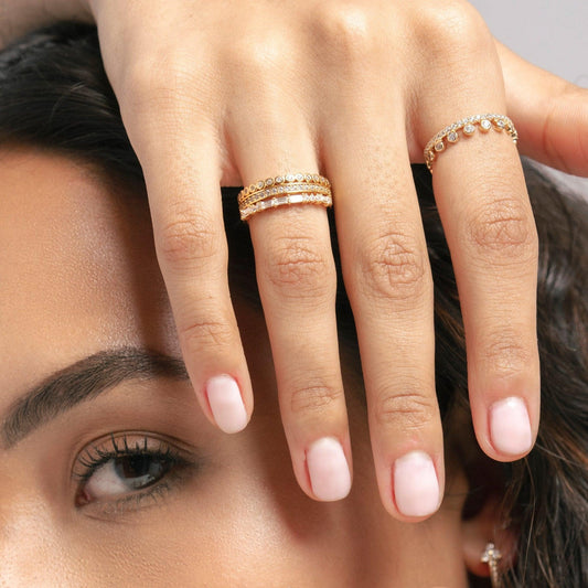 Baguette Stone Half Eternity Band - Ptera Jewelry