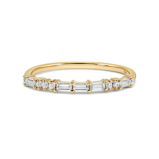 Baguette Stone Half Eternity Band - Ptera Jewelry