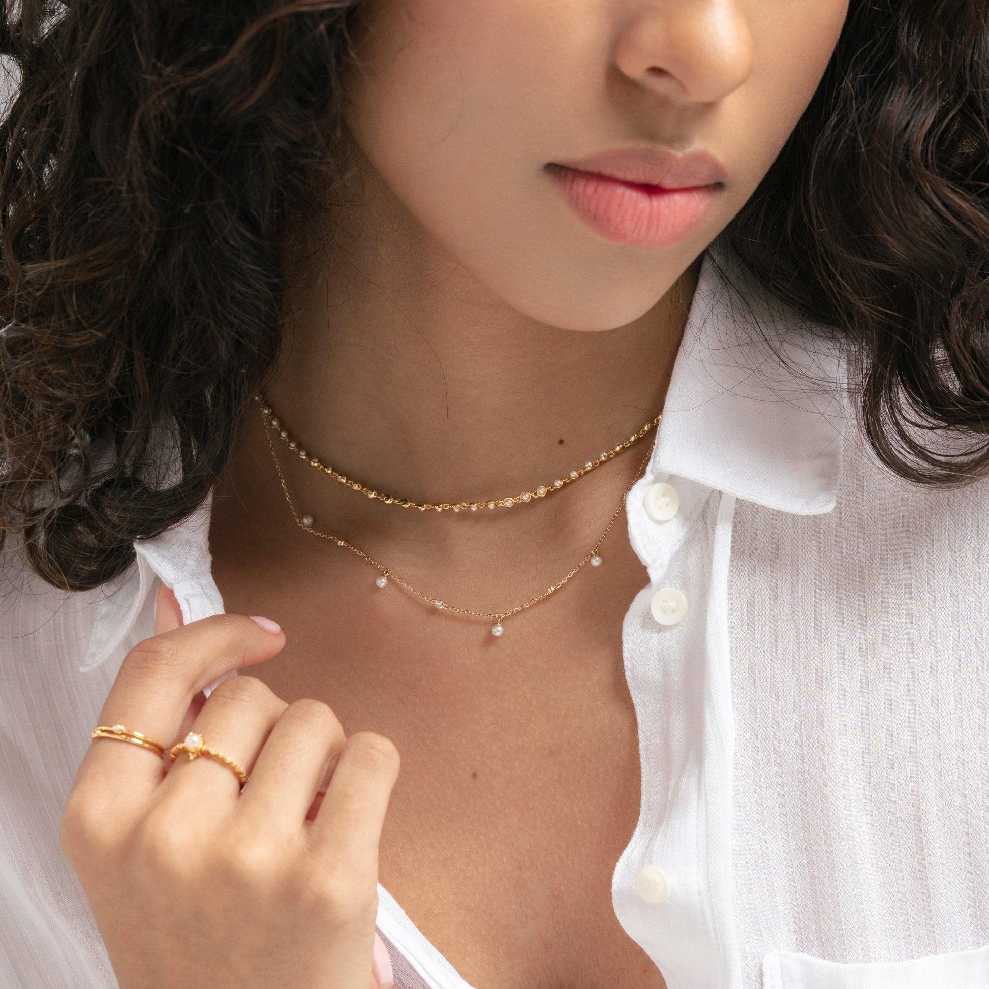 Nephelai Pearl Station Necklace - Ptera Jewelry