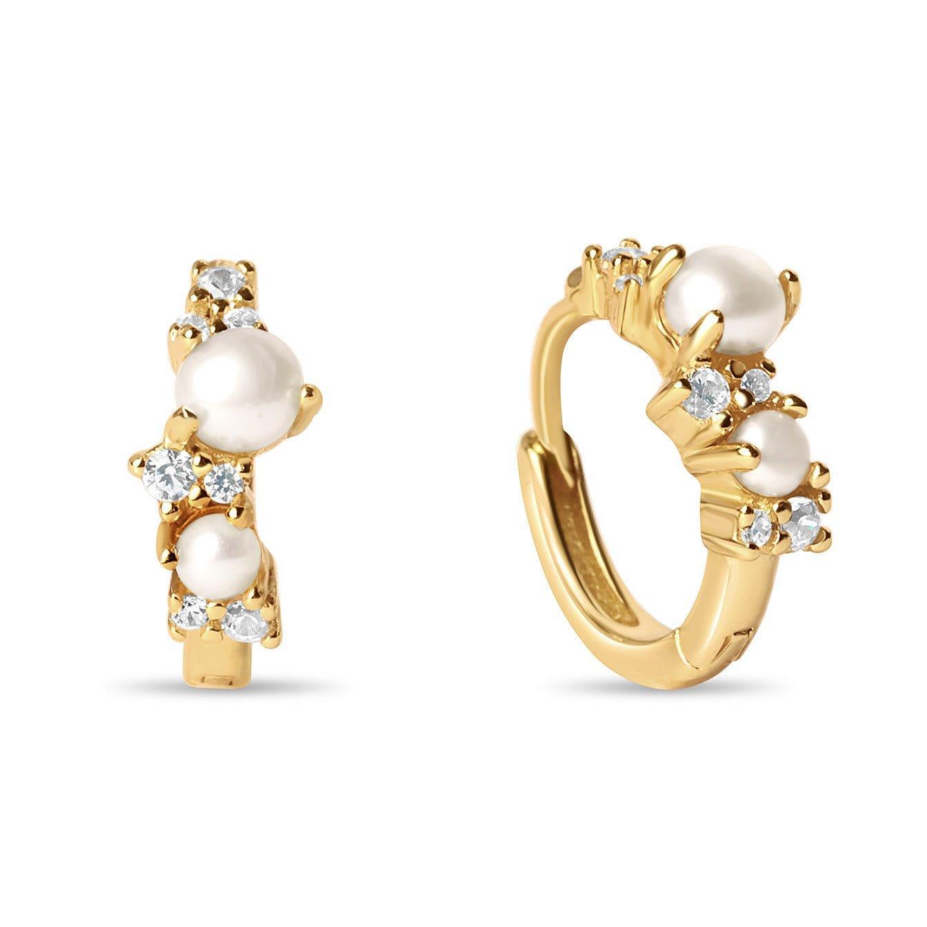 Pearl Cluster Huggie Hoops - Ptera Jewelry