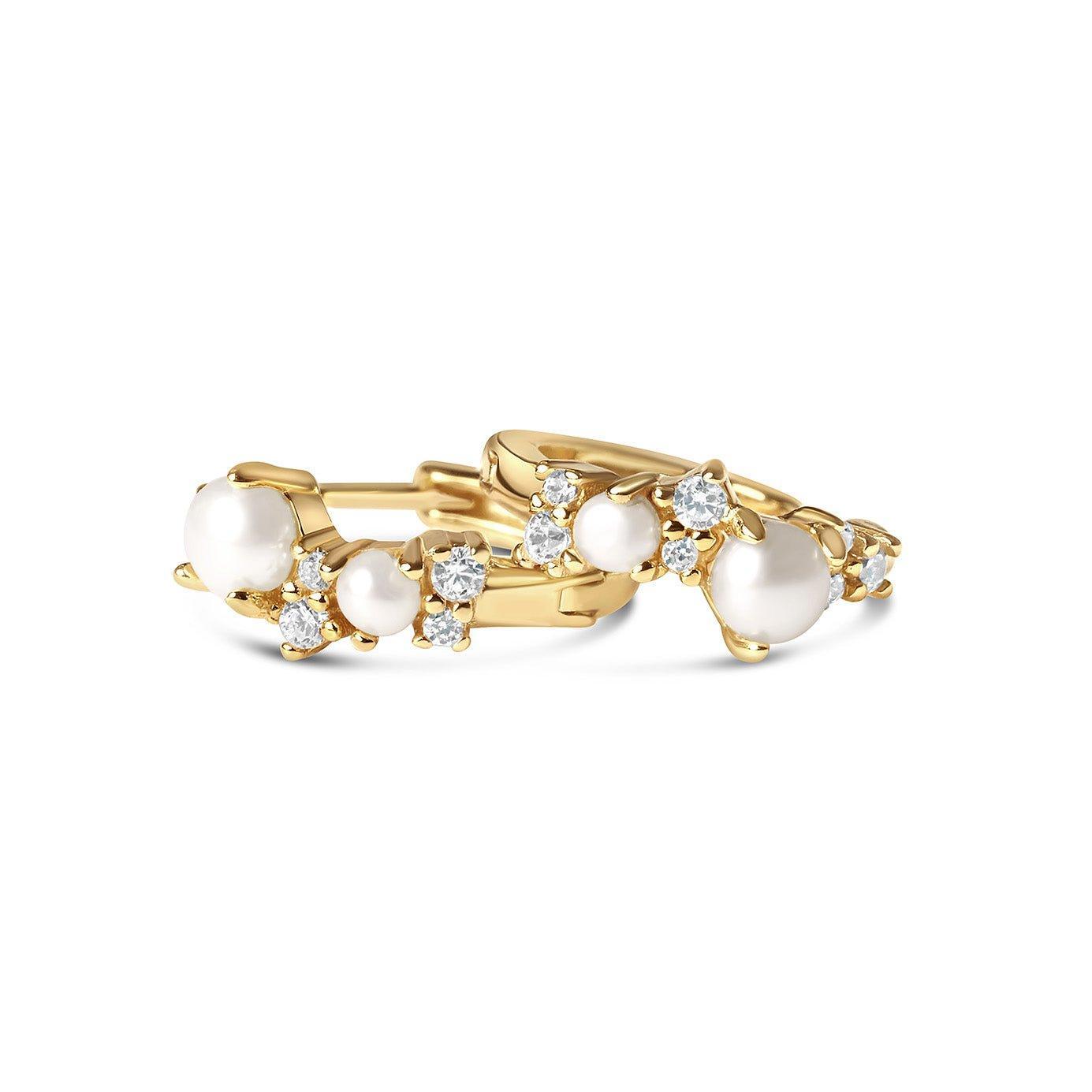 Pearl Cluster Huggie Hoops - Ptera Jewelry