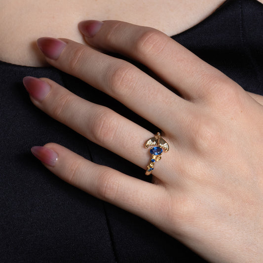 Sirena in 14k Gold with Blue Sapphire