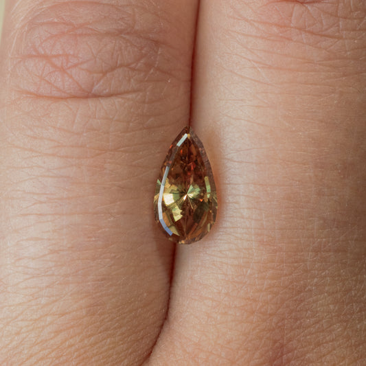 1.97ct Yellow Brown Sapphire Radiant Style Cut Pear
