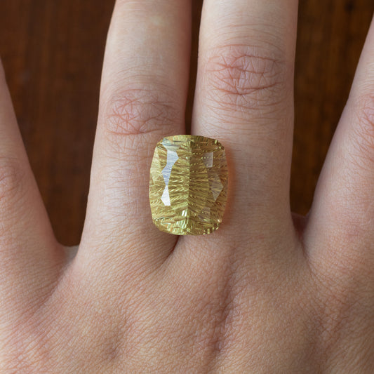 27.64 cts Golden Beryl Deep Concave™ Cut Cushion