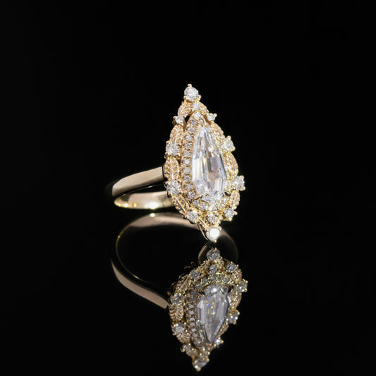 Faelyn Ring in 14K Gold with 1.27ct Step-Cut Pear Lab Diamond