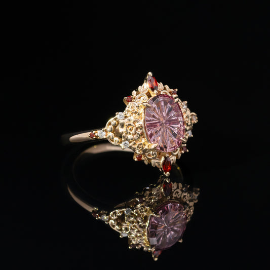Flora in 14k Gold with Malaya Garnet