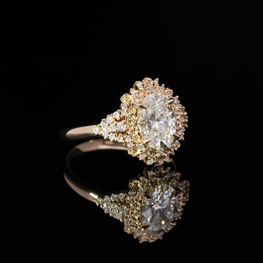 Primrose Ring in 14K Gold with 1.50ct Oval Lab Diamond