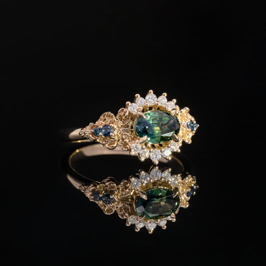 Amorette Ring in 14K Gold with Parti Sapphire