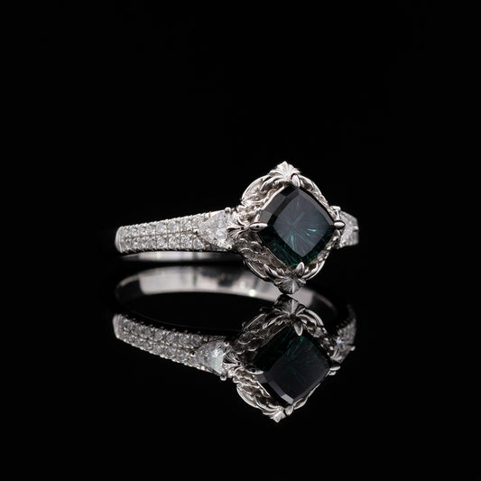 Marielle in 14k White Gold with Blue/Teal Sapphire