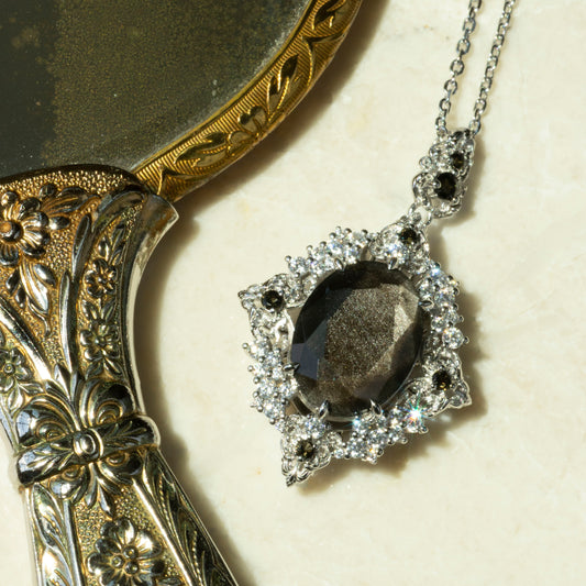 Guinevere Necklace in Silver with Black Obsidian