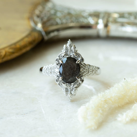 Seraphine Ring in Silver with Black Obsidian