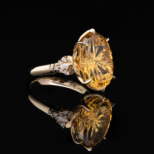 Lycaena Ring in 14K Gold with Golden Beryl