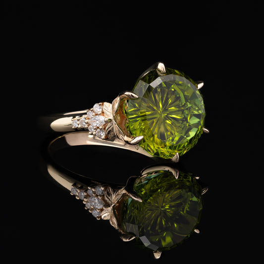 Lycaena Ring in 14K Gold with Green Tourmaline