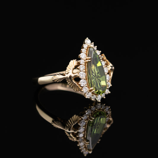 Willowbird Ring in 14K Gold with Green Sapphire