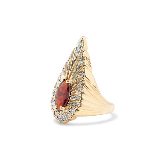 14k Gold Garnet & Diamond Cocktail Ring