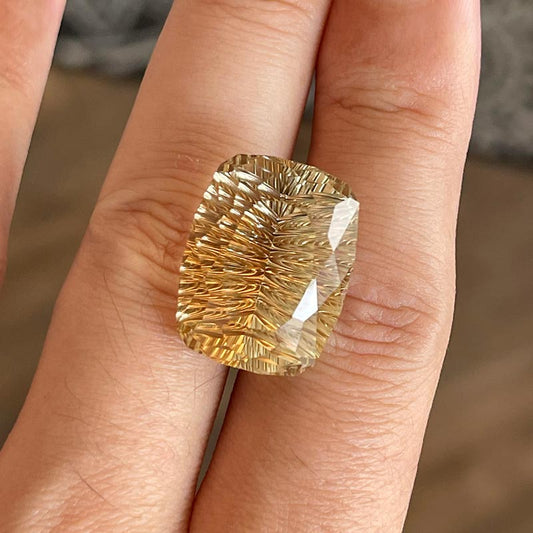 27.64 cts Golden Beryl Deep Concave™ Cut Cushion