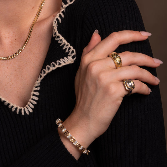 14K Gold Diamond Bangle