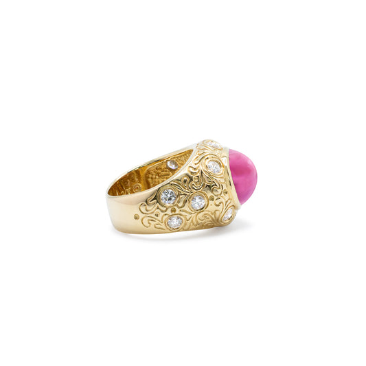 14k Gold Tourmaline & Diamond Ring