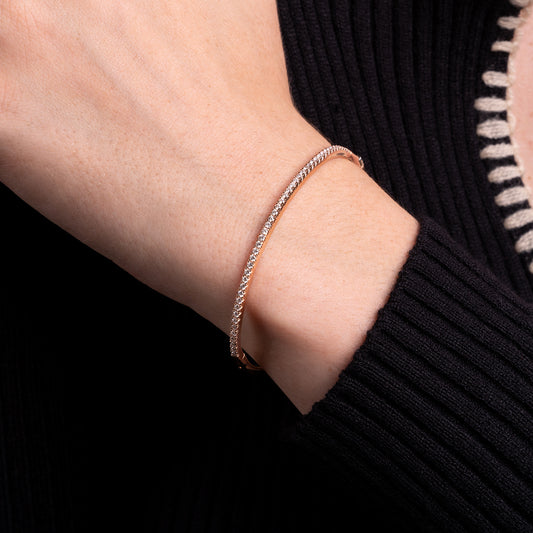 18K Rose Gold Diamond Bangle
