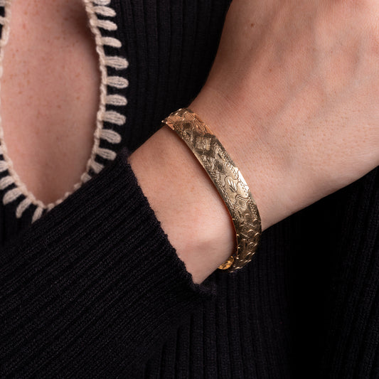 14K Gold Engraved Italian Bracelet