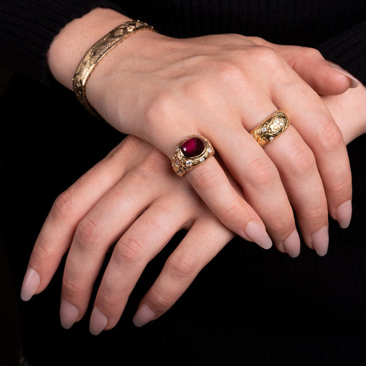 14k Gold Tourmaline & Diamond Ring