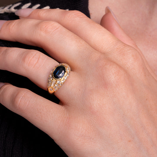 18K Sapphire & Diamond Ring