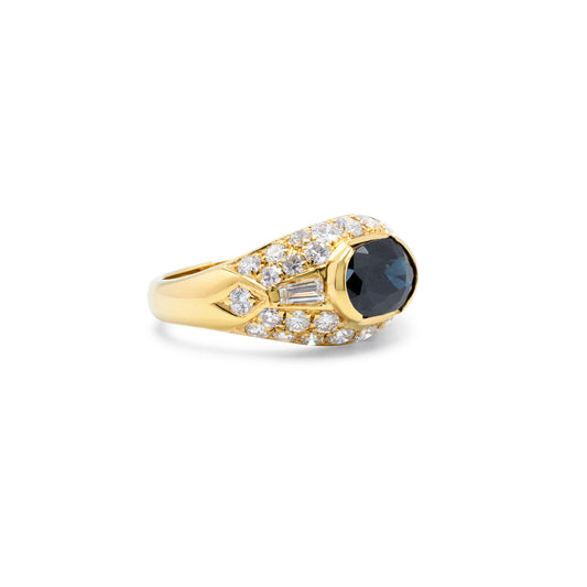 18K Sapphire & Diamond Ring