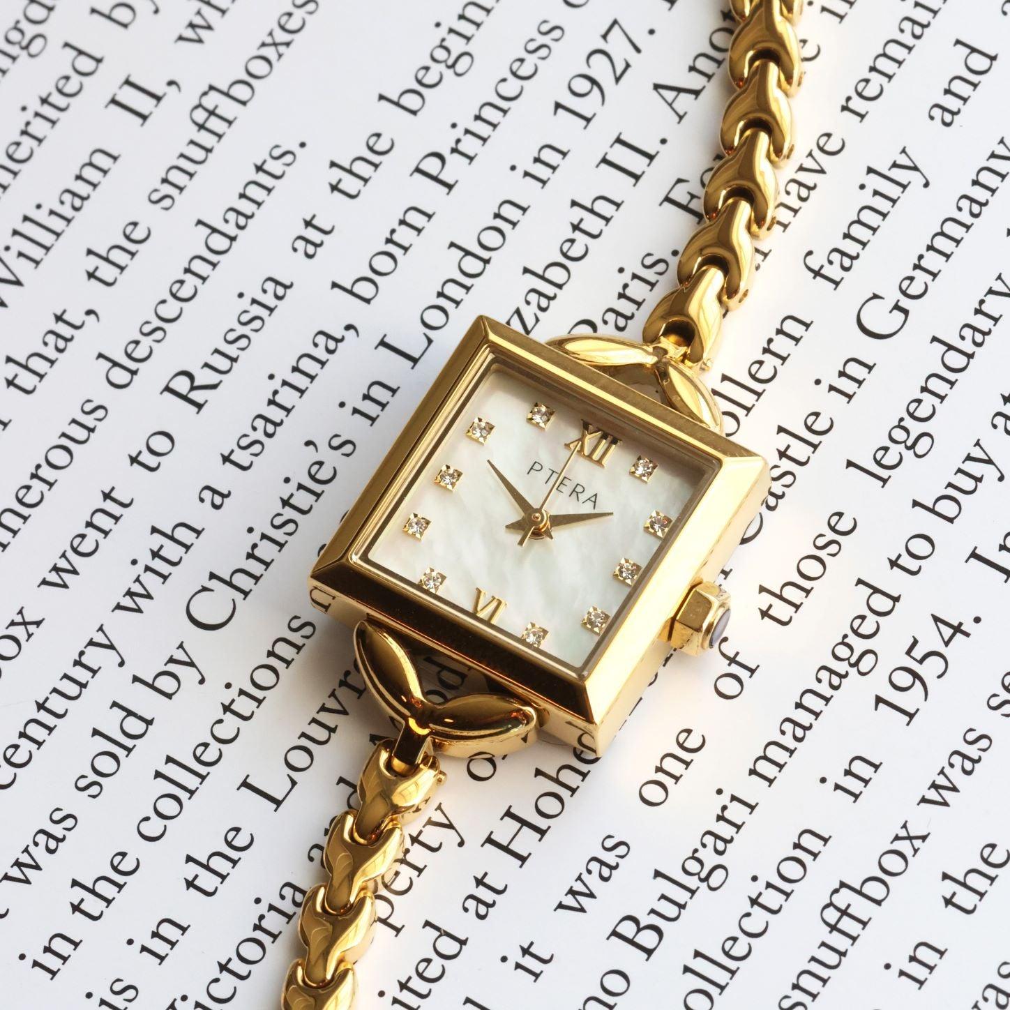 Gold Tone Antique Watch - Ptera Jewelry