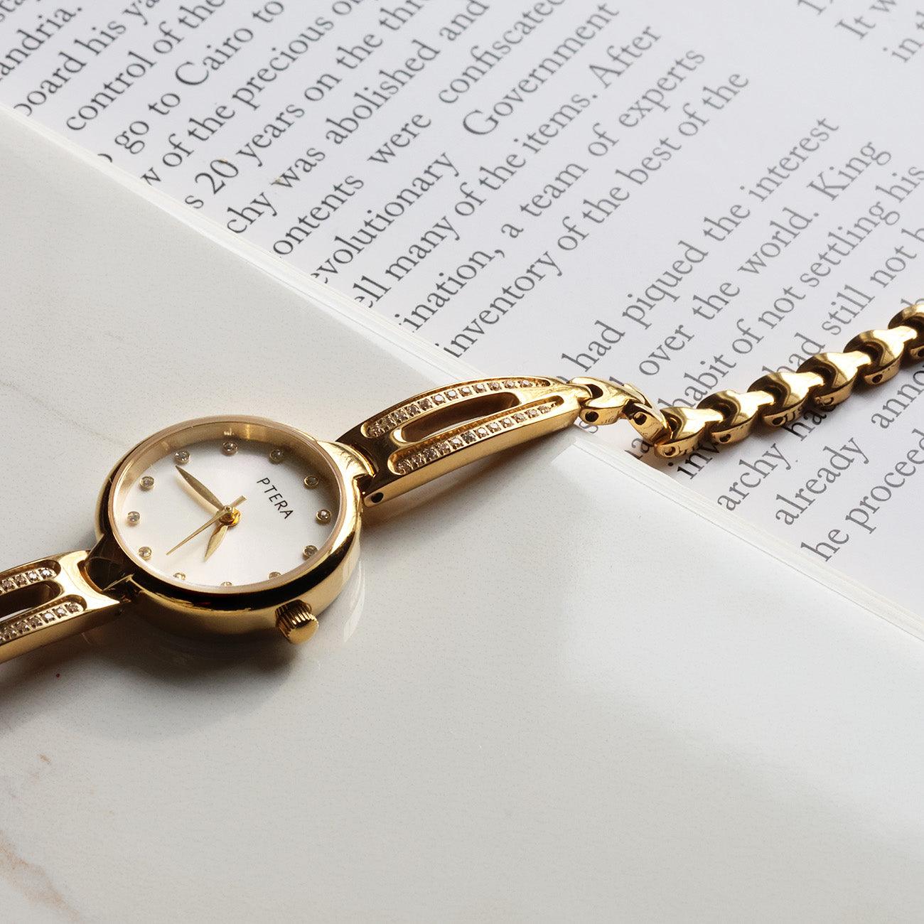 Gold Tone Nightingale Watch - Ptera Jewelry