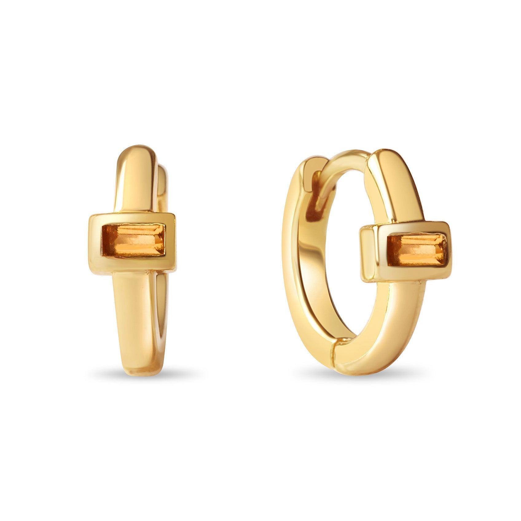 Citrine Huggie Hoops - Ptera Jewelry
